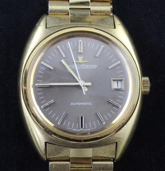 A gentlemans 1970s? gold plated and steel Jaeger-Le Coultre automatic wrist watch,